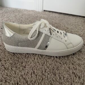 Michael Kors White and Silver Sneakers
